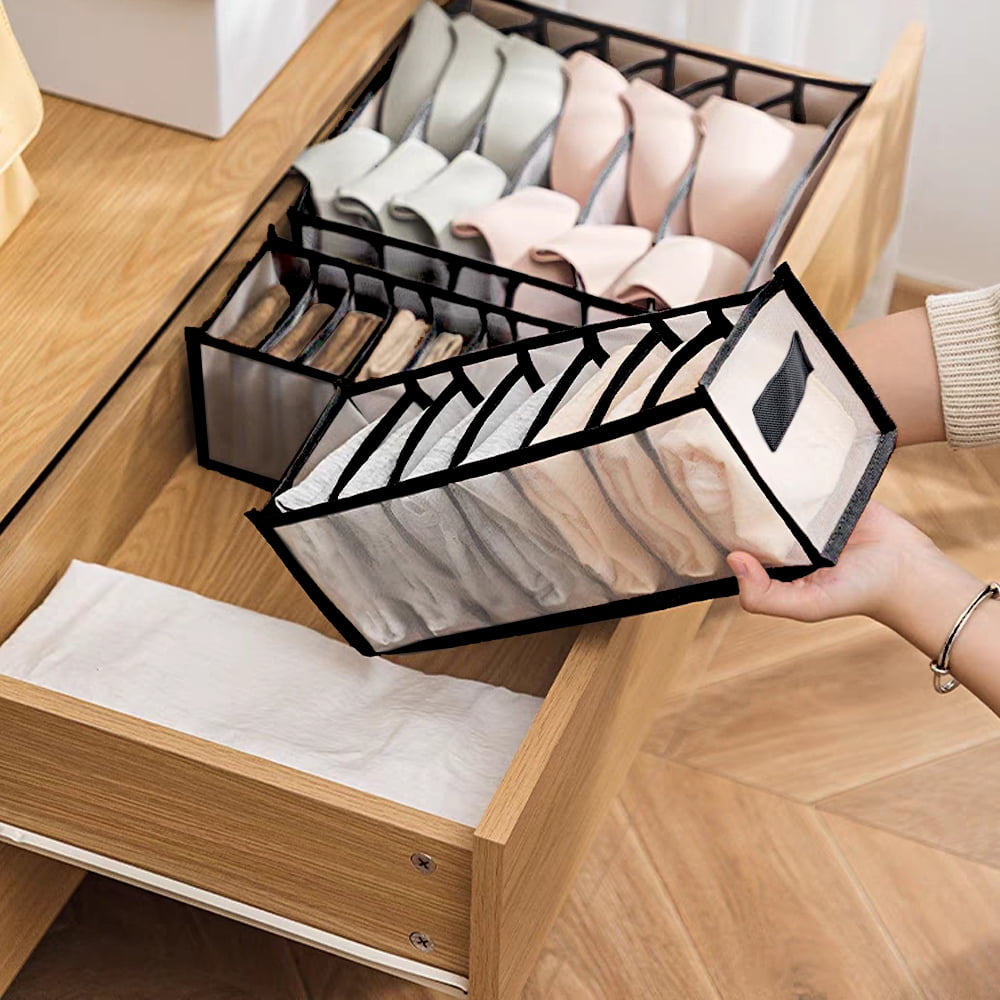 Sock and Underwear Drawer Organisers, Set of 3 Mesh Dividers with 7 Cells Each - Image 5