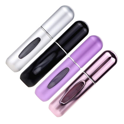 Refillable 5ml Travel Spray Bottles, 4 Pack with Glass Vials and Metal Shells