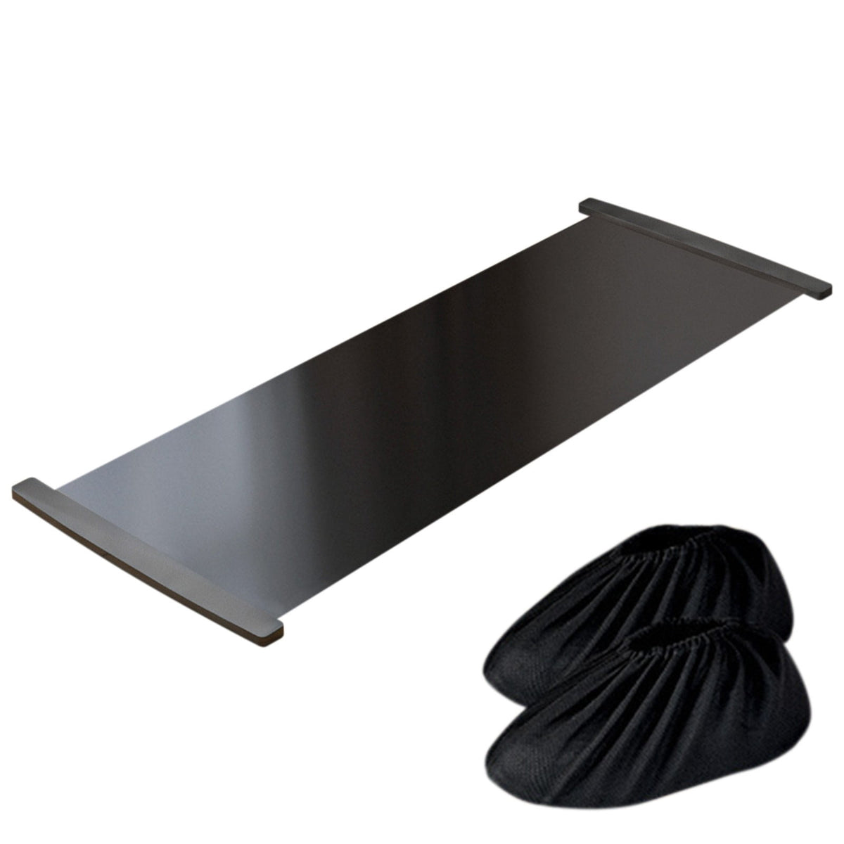 Slide Board Training Mat with End Stops and Shoe Covers for Lateral Work