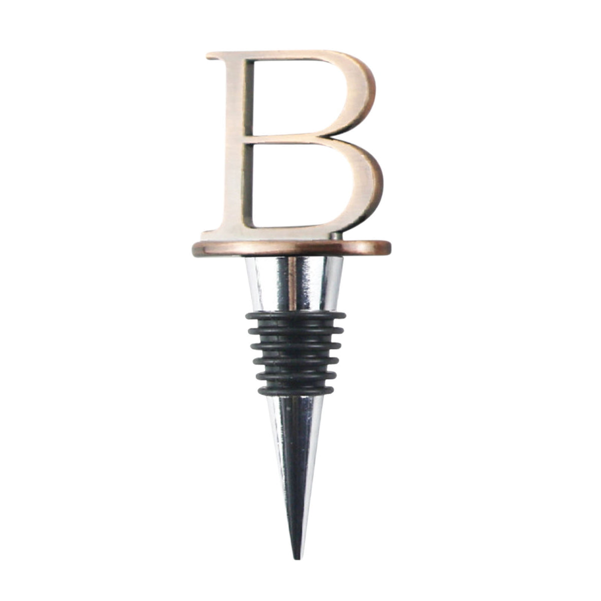 Alphabet Bottle Stopper in Alloy Metal, Reusable Letter Topper 4 inches Tall