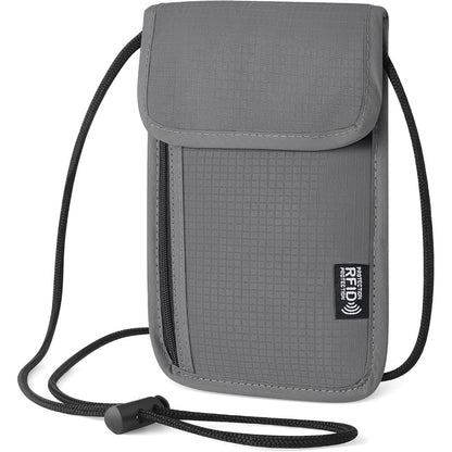 Travel Neck Pouch with Card Shielding, Water-Resistant Ripstop Document Wallet