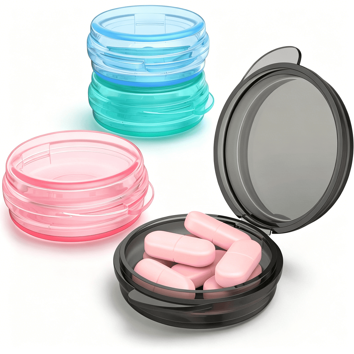 Mini Pill Cases, 4 Pack of Pocket Capsule Containers with Snap Lids - Image 5