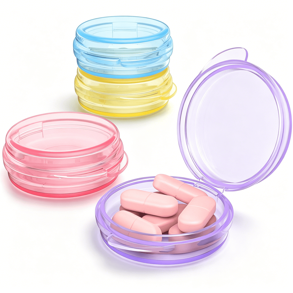Mini Pill Cases, 4 Pack of Pocket Capsule Containers with Snap Lids