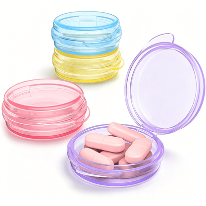 Mini Pill Cases, 4 Pack of Pocket Capsule Containers with Snap Lids
