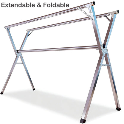 79 inch Foldable Clothes Drying Rack, Stainless Steel with 20 Windproof Hooks - Image 2