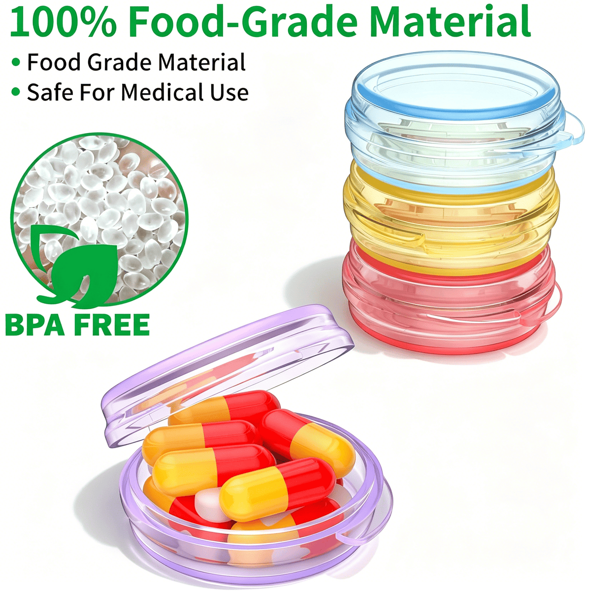 Mini Pill Cases, 4 Pack of Pocket Capsule Containers with Snap Lids - Image 4