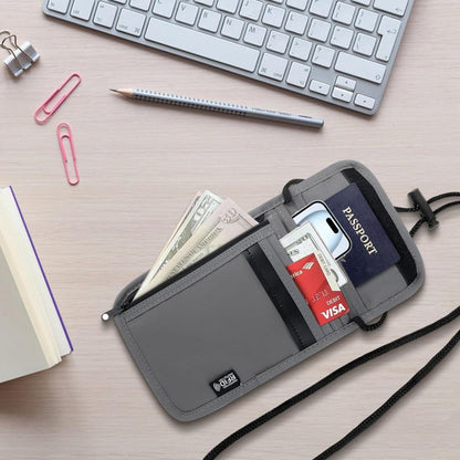 Travel Neck Pouch with Card Shielding, Water-Resistant Ripstop Document Wallet - Image 5
