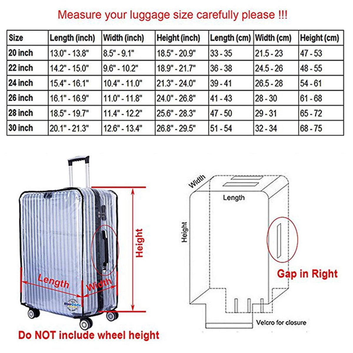 Clear Suitcase Cover for 20 to 30 inch Cases, Heavy Duty Protective Sleeve - Image 3