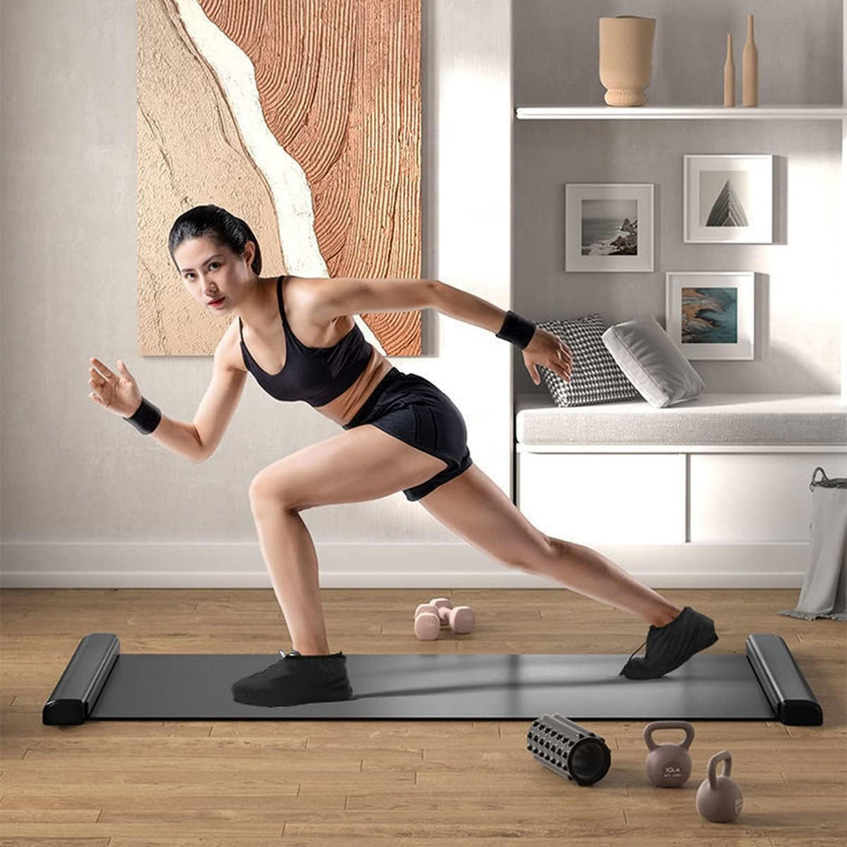 Slide Board Training Mat with End Stops and Shoe Covers for Lateral Work - Image 5