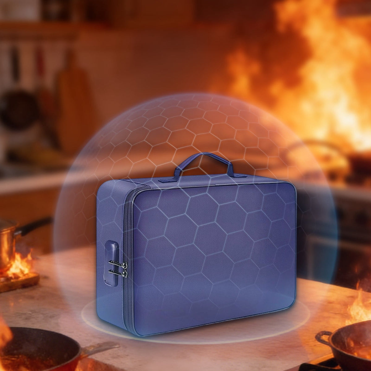 Fireproof Document Bag with Combination Lock, 3 Layer Water-Resistant File Case - Image 4