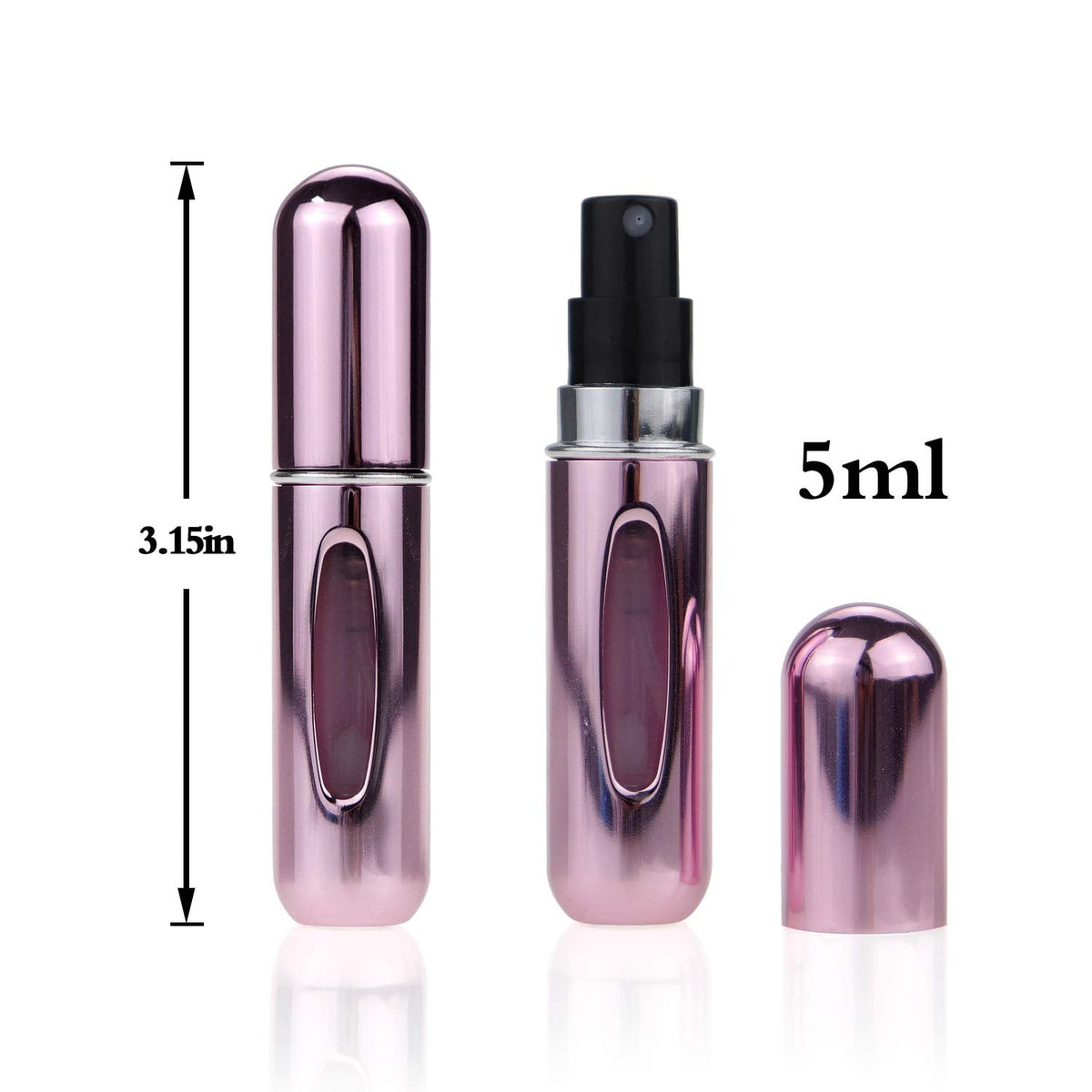 Refillable 5ml Travel Spray Bottles, 4 Pack with Glass Vials and Metal Shells - Image 2