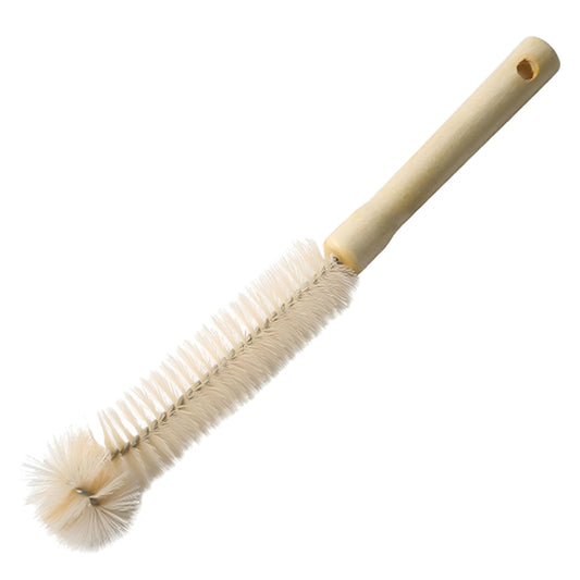 Long Wooden Handle Bottle Brush with Angled Head and Natural Bristles