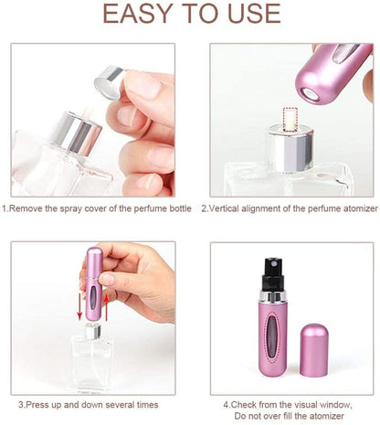 Refillable 5ml Travel Spray Bottles, 4 Pack with Glass Vials and Metal Shells - Image 5