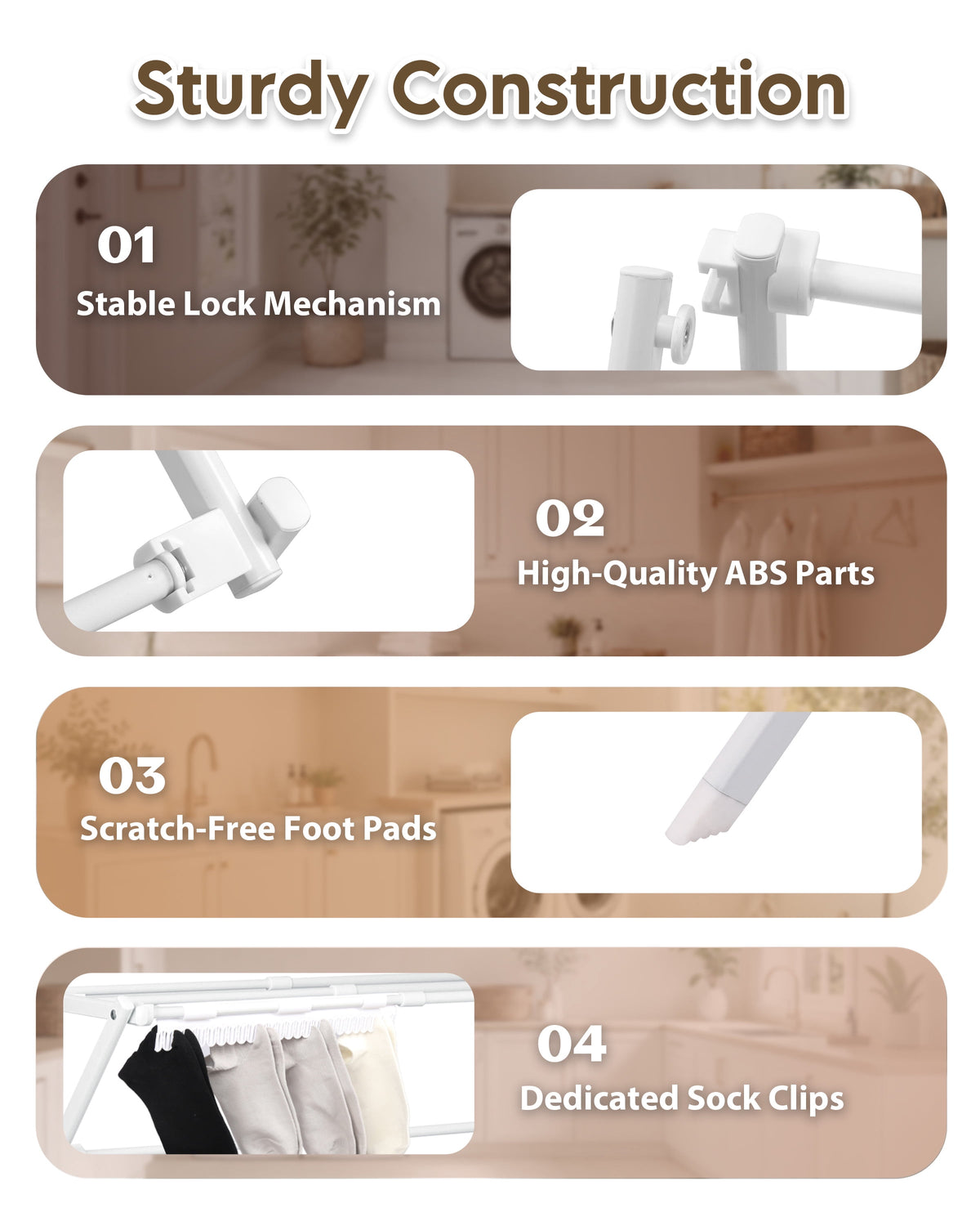 4-Tier Extendable Clothes Airer, 4 ft Foldable Drying Rack in White - Image 2