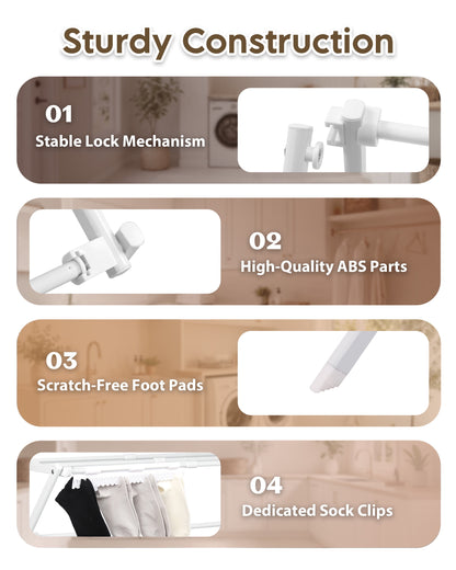 4-Tier Extendable Clothes Airer, 4 ft Foldable Drying Rack in White - Image 2