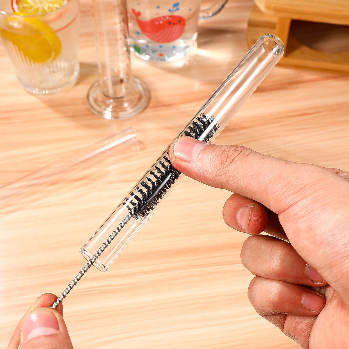 Straw Cleaning Brush Set of 10, Nylon Bristles on Stainless Wire Handles - Image 2