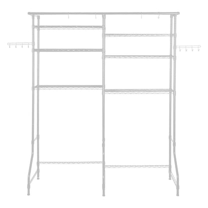 Over-Washer Storage Shelf, 6 Level Laundry Rack with Hanging Rod and Hooks
