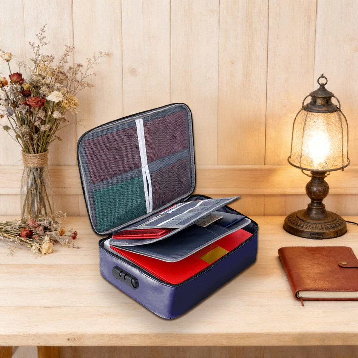 Fireproof Document Bag with Combination Lock, 3 Layer Water-Resistant File Case - Image 6