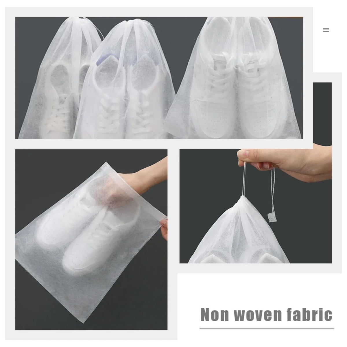 Non-Woven Shoe Storage Bags, 50 Pack with Drawstring, 19 x 13 inches - Image 6