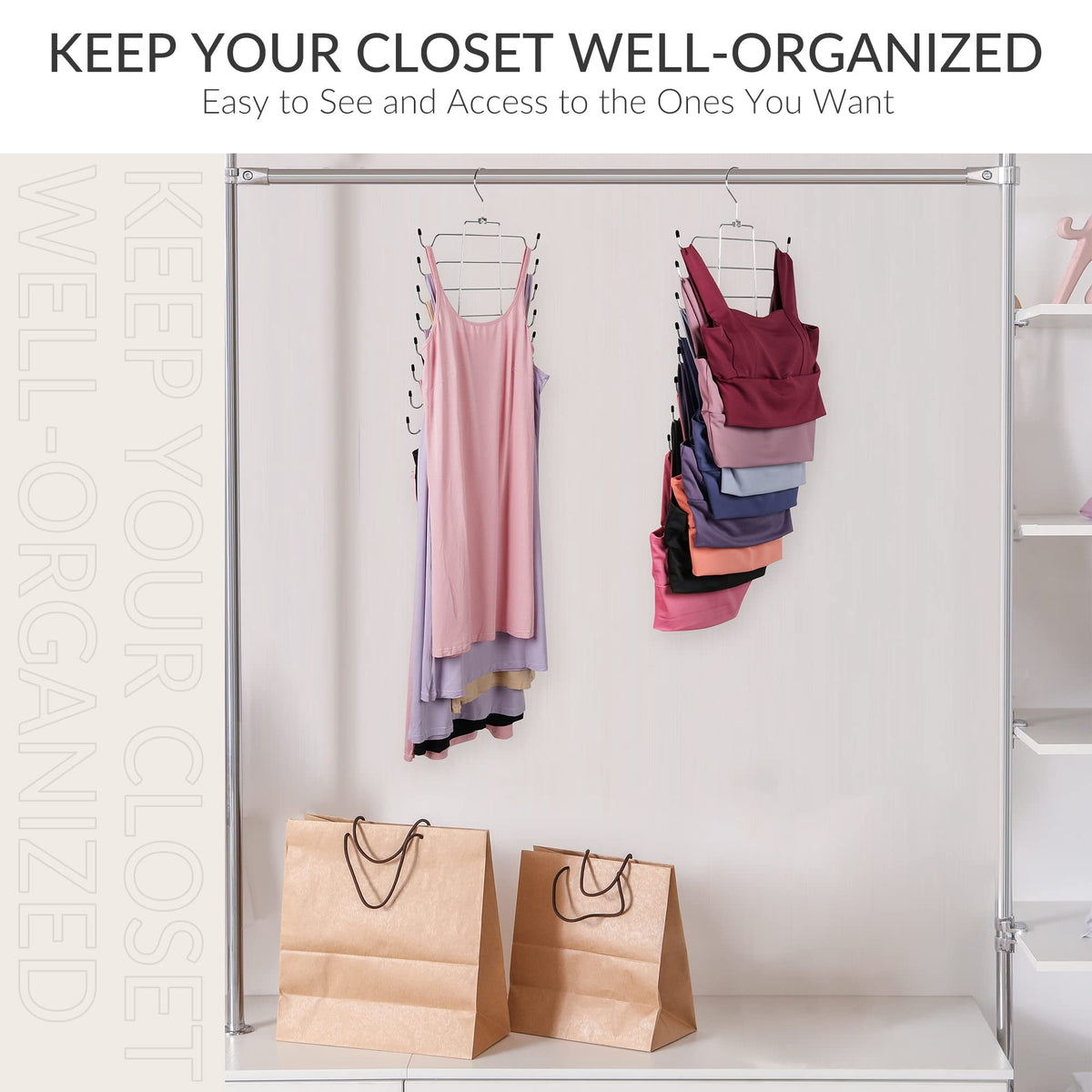 8 Layer Metal Tank Top and Bra Hanger, Vertical Space-Saving Closet Organiser - Image 4