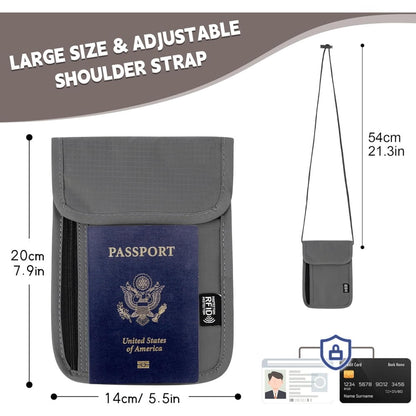 Travel Neck Pouch with Card Shielding, Water-Resistant Ripstop Document Wallet - Image 2