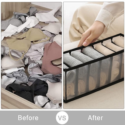 Sock and Underwear Drawer Organisers, Set of 3 Mesh Dividers with 7 Cells Each - Image 4