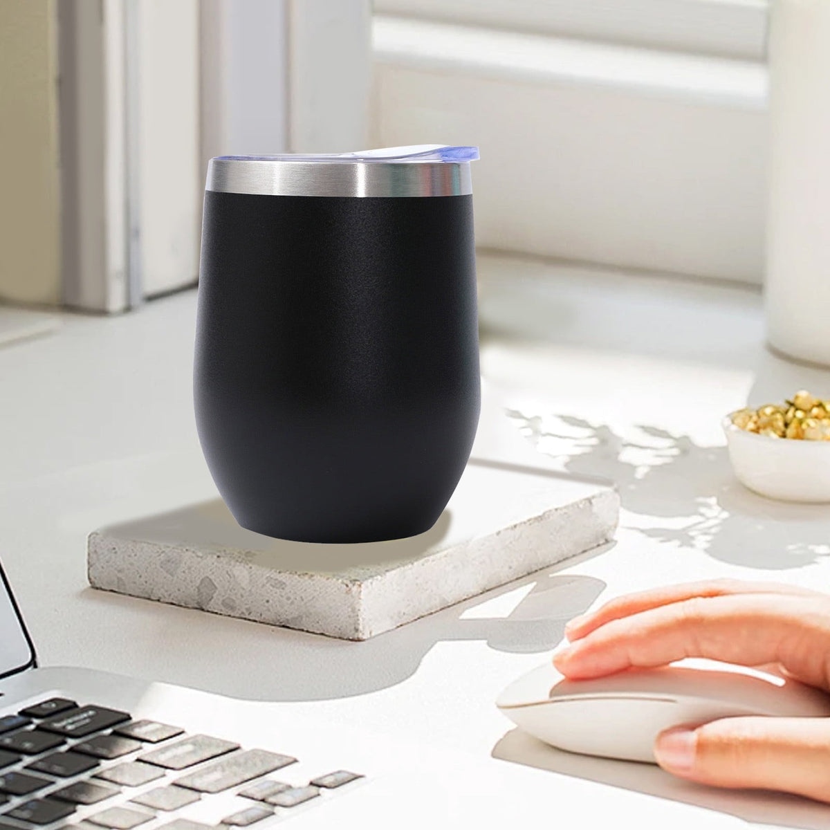 12 oz Insulated Stainless Steel Tumbler with Lid, Double-Wall Vacuum Cup - Image 2