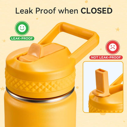 12 oz Kids Water Bottle with Straw, Insulated Stainless Steel in Orange - Image 4