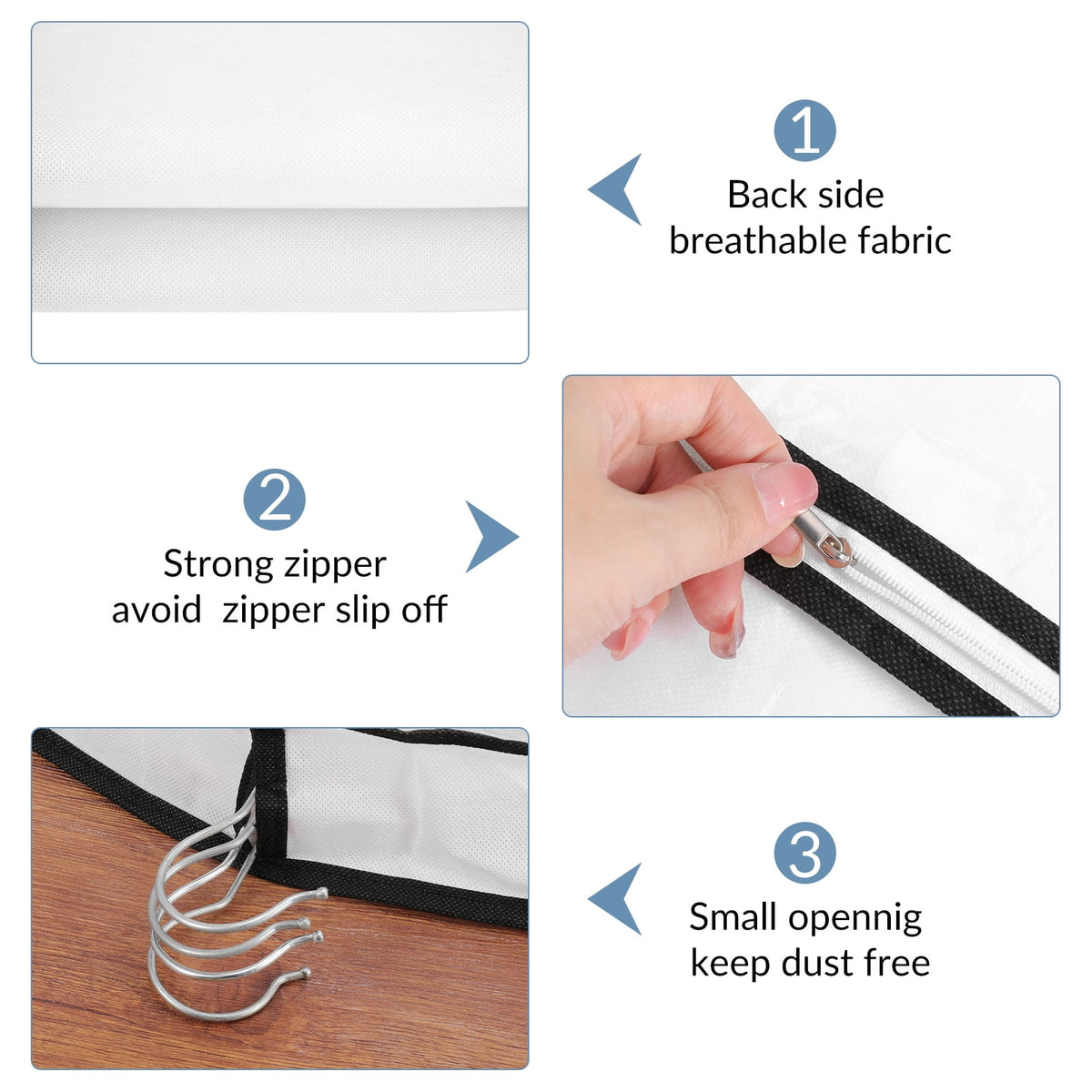 60 inch Hanging Garment Bags, 2 Pack Clear Covers with 4 inch Gusset - Image 3