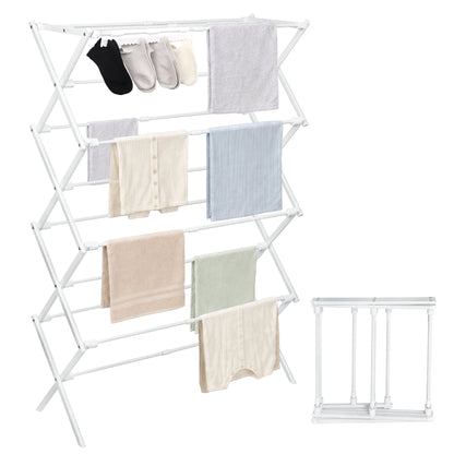 4-Tier Extendable Clothes Airer, 4 ft Foldable Drying Rack in White