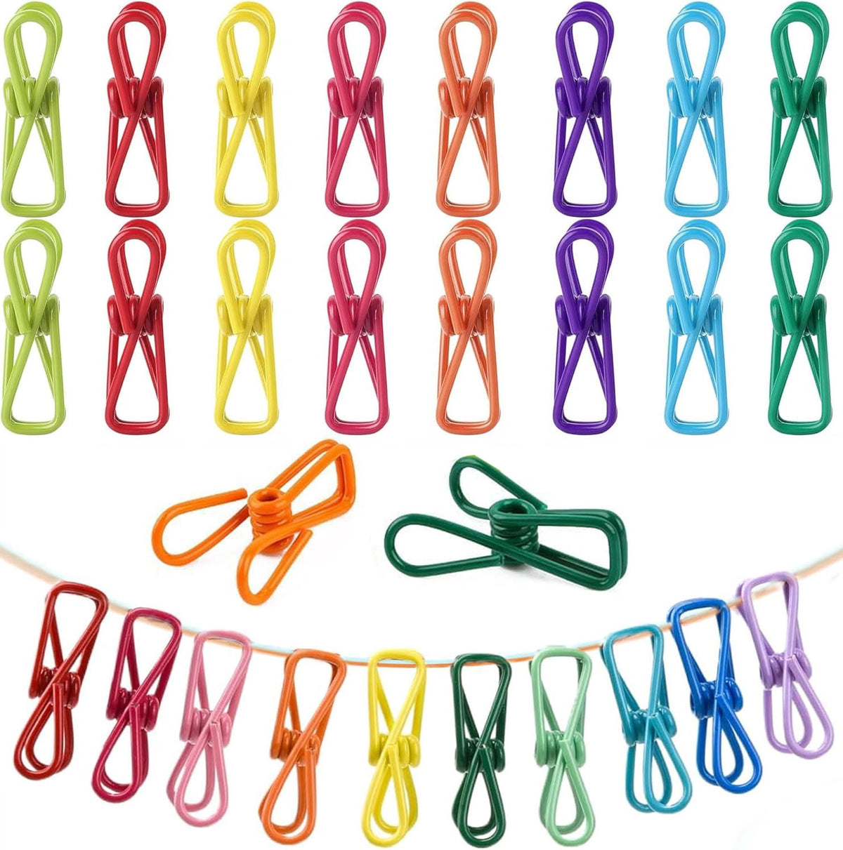 Multipurpose Clips, 30 Pack of 2 inch Coated Pegs for Laundry and Bags - Image 2