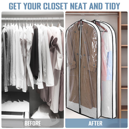 60 inch Hanging Garment Bags, 2 Pack Clear Covers with 4 inch Gusset - Image 4