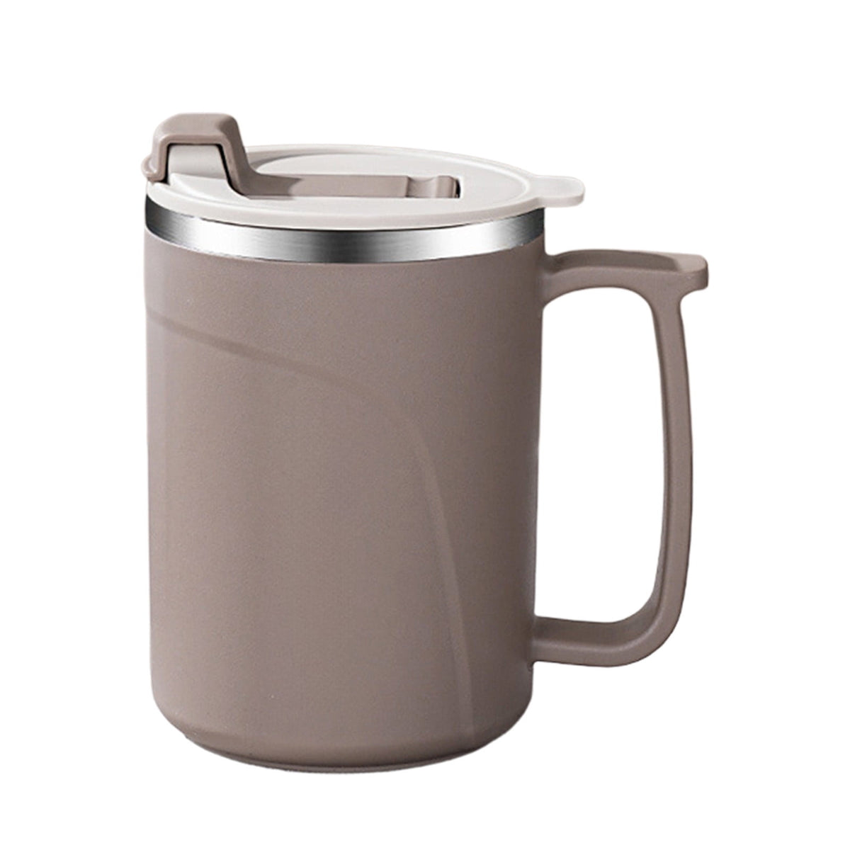 Insulated Travel Mug with Handle and Lid, Double-Wall Stainless Steel Tumbler