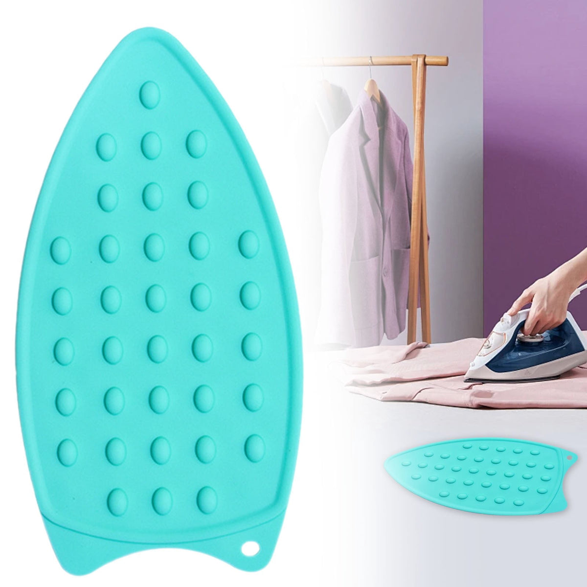Silicone Ironing Mat and Hot Iron Rest in Turquoise Green, 10.4 x 5.5 inches - Image 2
