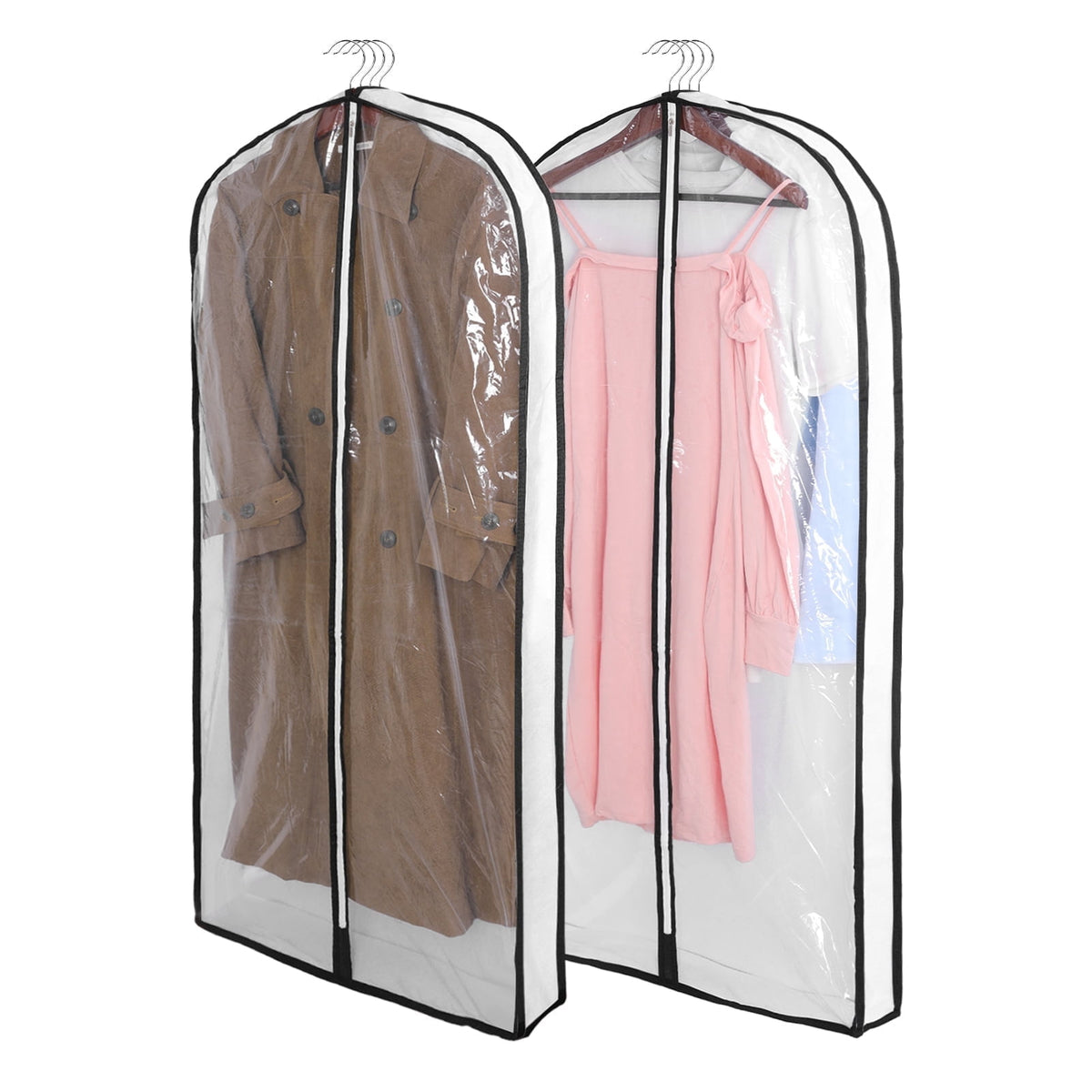 60 inch Hanging Garment Bags, 2 Pack Clear Covers with 4 inch Gusset